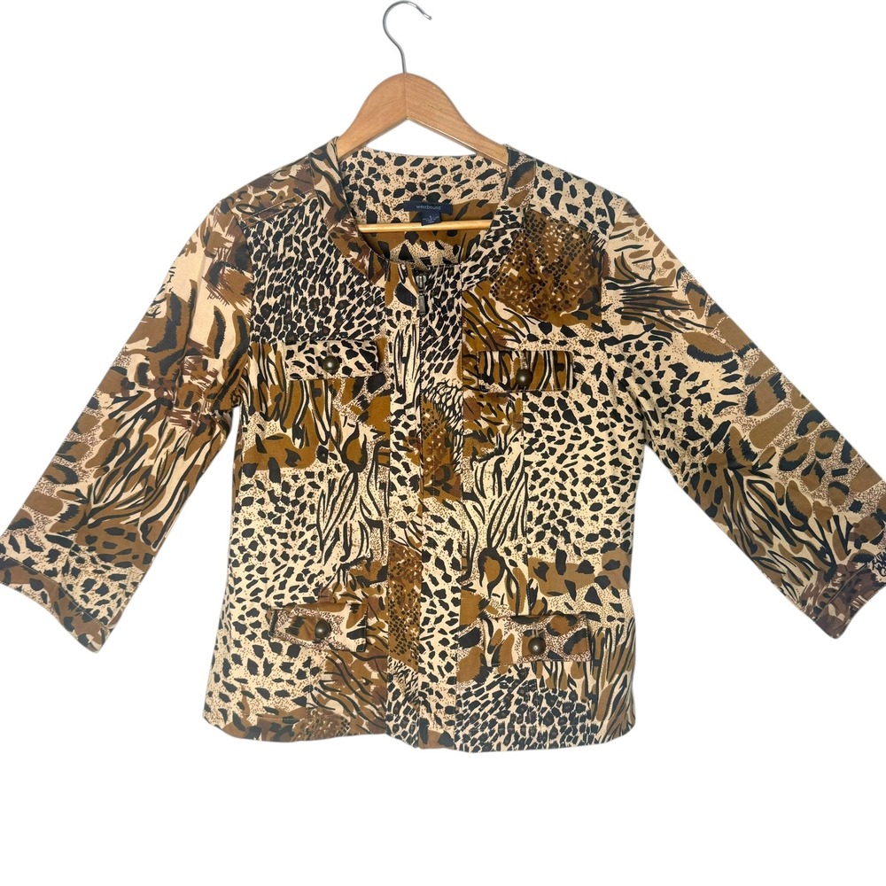 Westbound Animal Print Statement Piece Jacket Safari Womens S Brown Mob Wife